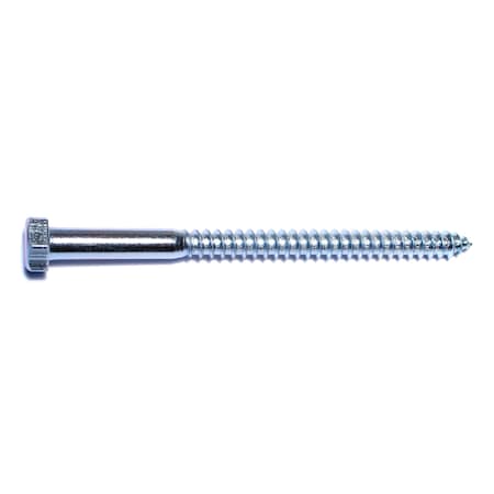 Midwest Fastener Lag Screw, 5/16 in, 4-1/2 in, Steel, Zinc Plated Hex Hex Drive, 50 PK 01307
